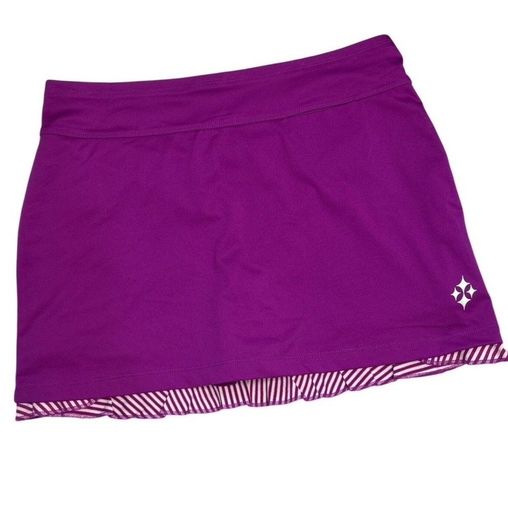 Jofit Womens Purple Athletic Golf Tennis Skort Striped Ruffle Hem Size Medium